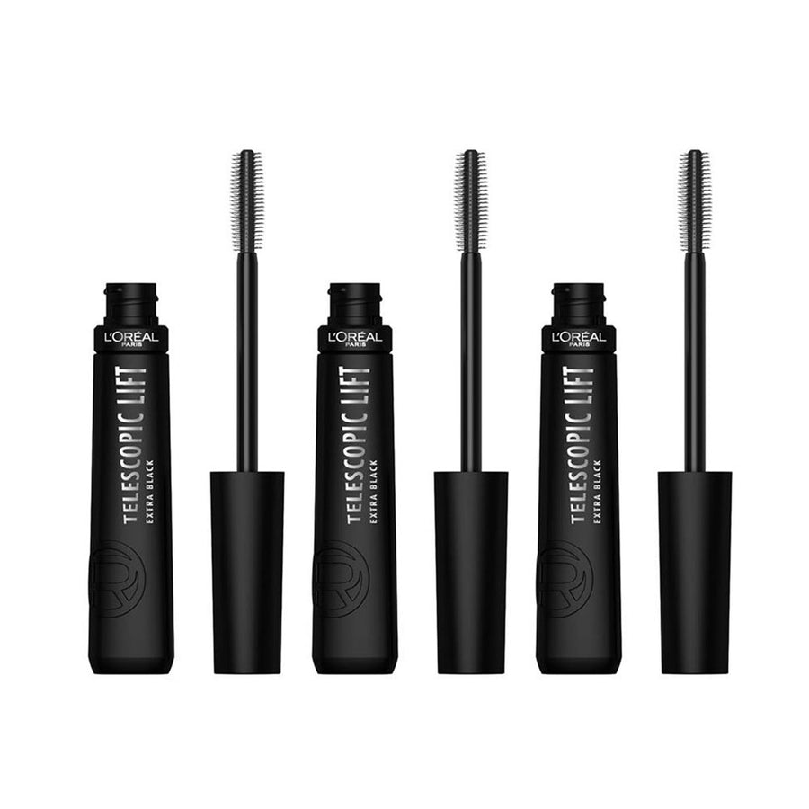 3x L'Oreal Paris Telescopic Lift Mascara Black 9.9ml