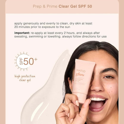 Natio Glow Prep & Prime Spf50 Clear Gel 50ml