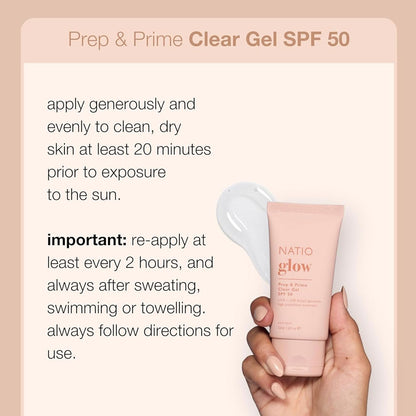 Natio Glow Prep & Prime Spf50 Clear Gel 50ml