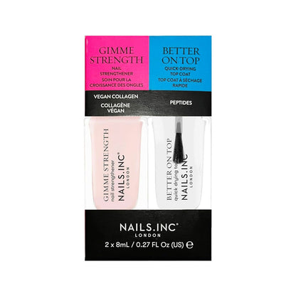 Nails Inc Mini Duo Gimme Strength Nail Strengthener Better On Top Top Coat 2x8ml