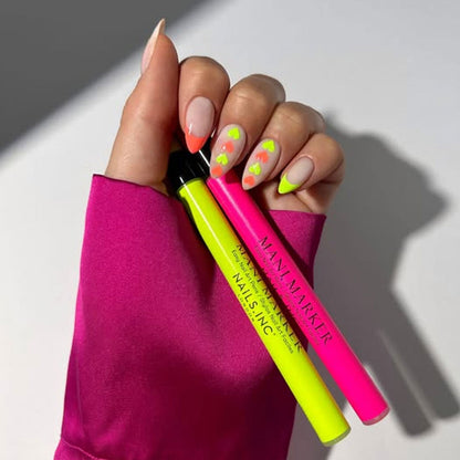 Nails Inc Mani Marker Trio Bright White Flamingo Pink Electric Green 3x3ml