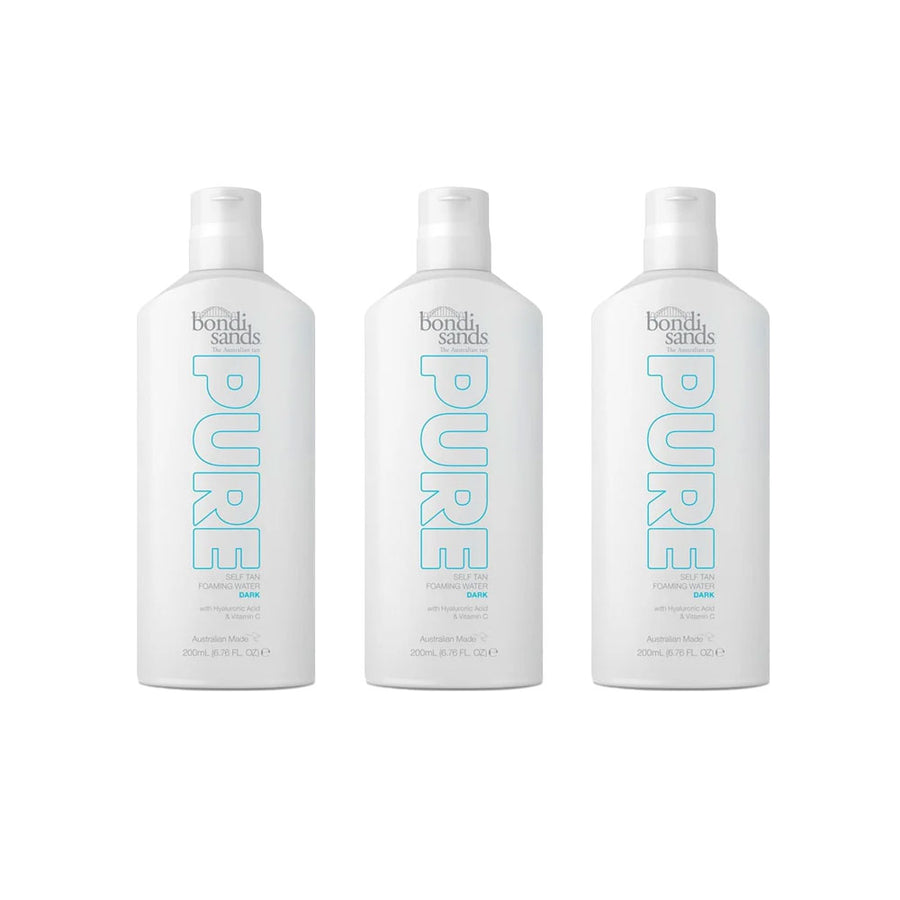 3x Bondi Sands Pure Self Tan Foaming Water Dark 200ml