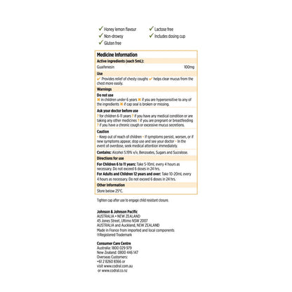 Codral Oral Liquid For Mucus Cough Guaifenesin 150ml