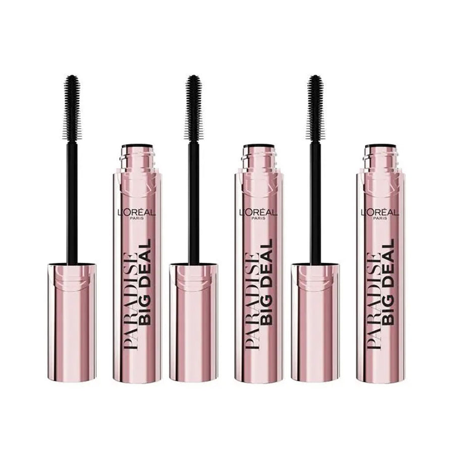 3x L'Oreal Paris Paradise Big Deal Volumising & Lengthening Mascara Black 9.9ml