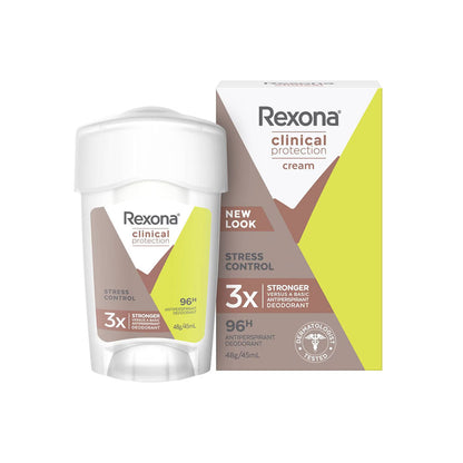 Rexona Antiperspirant Deodorant Clinical Protection Cream 96H 3X Stronger Stress Control 45ml