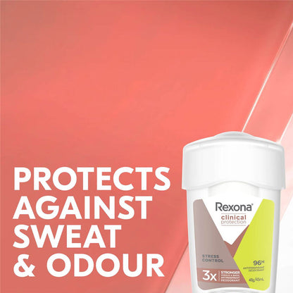 Rexona Antiperspirant Deodorant Clinical Protection Cream 96H 3X Stronger Stress Control 45ml