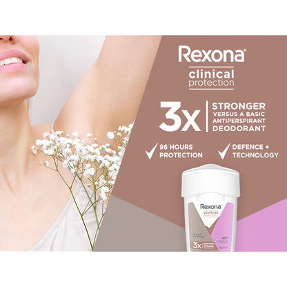 Rexona Antiperspirant Deodorant Clinical Protection Cream 96H 3X Stronger Sheer Powder 45ml