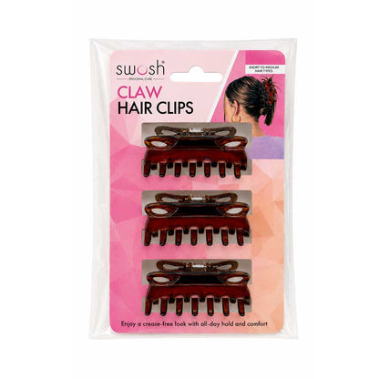 Swosh Hair Clips Claw Small Brown