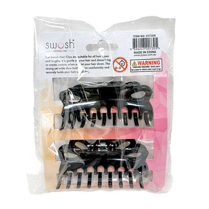 Swosh Hair Claw Clips 9cm Black 2pc