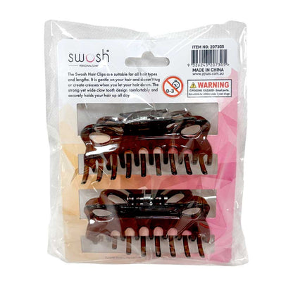 Swosh Hair Claw Clips 9cm Brown 2pc