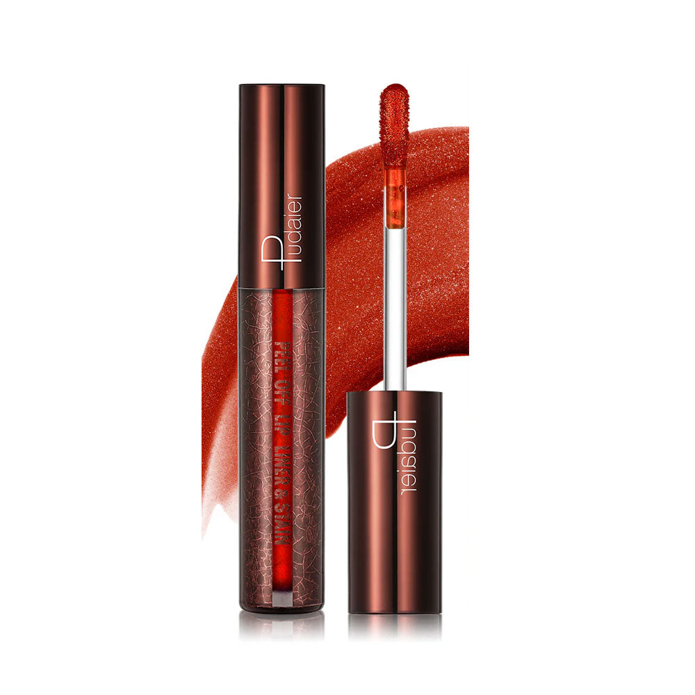 Lip gloss with applicator and packaging on a white background