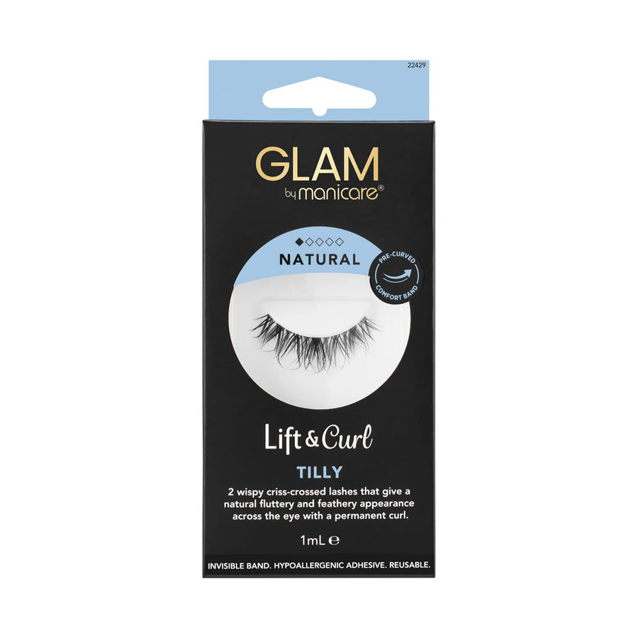 Manicare Lashes Glam Lift & Curl Invisible Band Hypo Allergenic Adhesive Reusable Natural Tilly 1ml