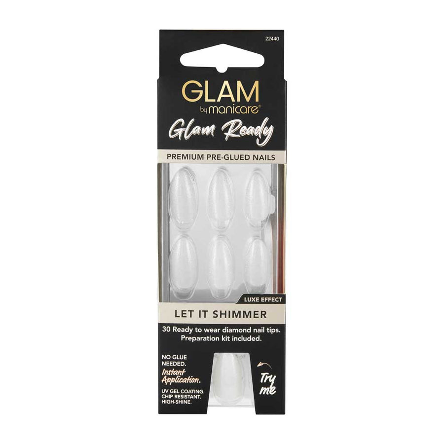 Manicare Glam Ready Premium Pre Glued Nails Let Is Shimmer 30pk