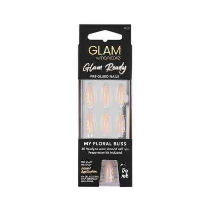Manicare Pre Glued Nails Glam Ready My Floral Bliss 30pk