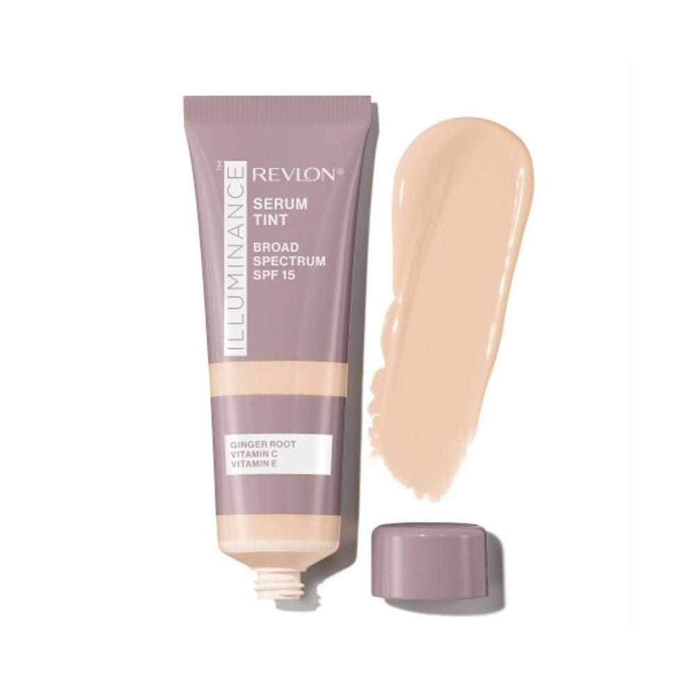 Revlon Illuminance Serum Tint with a swatch on a white background