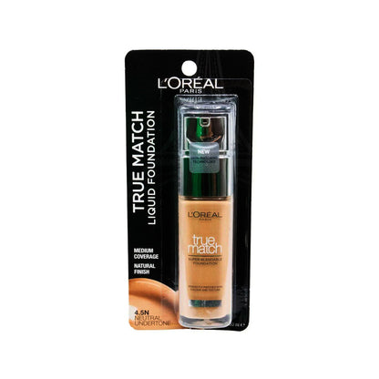 L'Oreal True Match Foundation Medium Coverage 4.5N Neutral Undertone 30ml