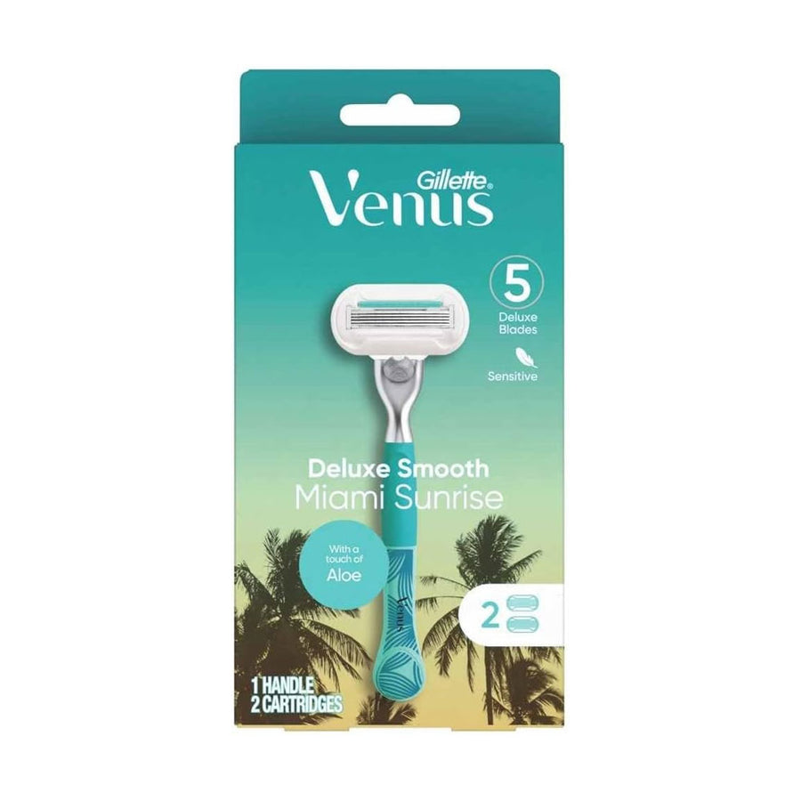 Gillette Deluxe Smooth Miami Sunrise Venus 1x Handle 2x 5 Deluxe Blades