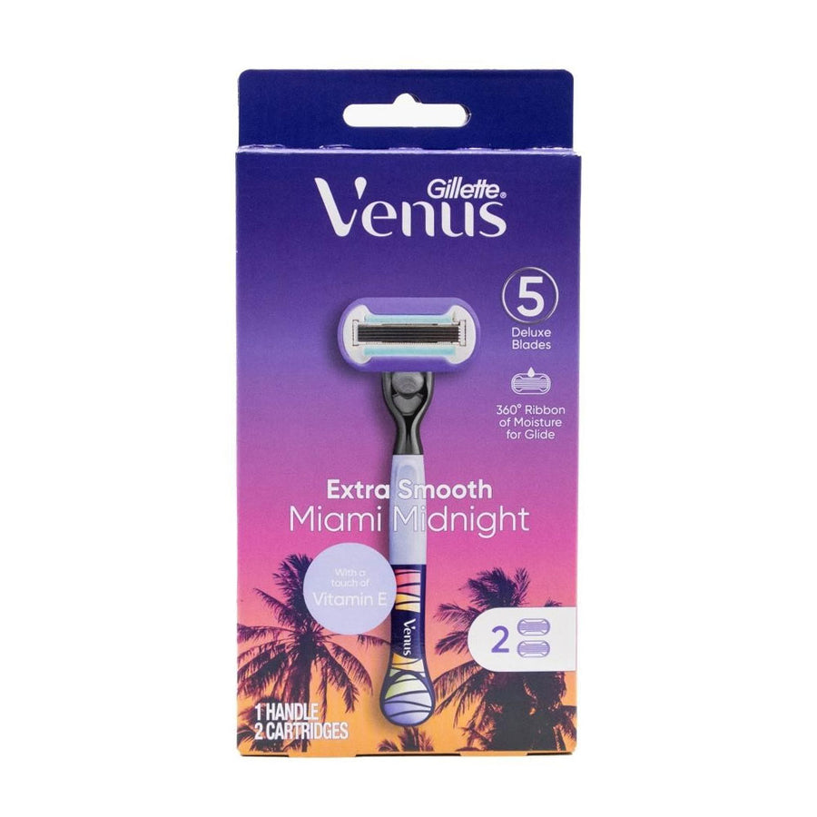 Gillette Extra Smooth Miami Midnight Venus 1x Handle 2x 5 Deluxe Blades