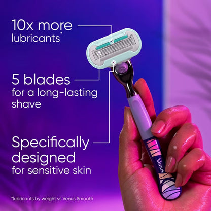 Gillette Extra Smooth Miami Midnight Venus 1x Handle 2x 5 Deluxe Blades