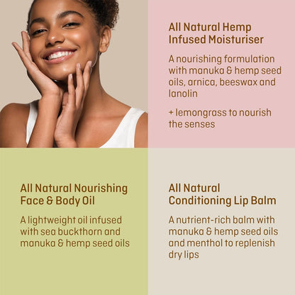 Hemptuary 3pc Gift Pack (Oil, Lip Balm & Moisturiser) - Short Dated Clearance