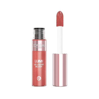 L'Oreal Lumi Le Liquid Blush with applicator on a white background