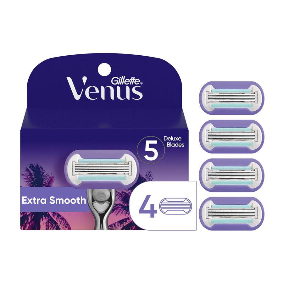 Gillette Venus Cartridges 5 Deluxe Blades Extra Smooth Miami Midnight 4pk
