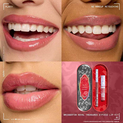 NYX Bridgerton 2pc Lip Kit 01 Peony Passion Cupid's Secret