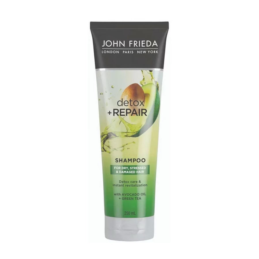 John Frieda Shampoo Detox Repair For Dry Stressed And Damaged Hair With Avocado Oil And Green Tea 250ml