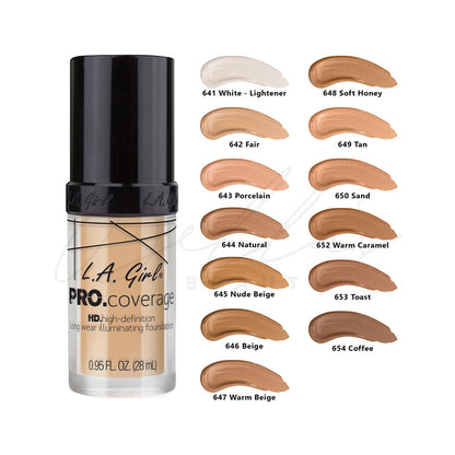LA Girl HD Pro Coverage Long Wear Illuminating Foundation 646 Beige 28ml