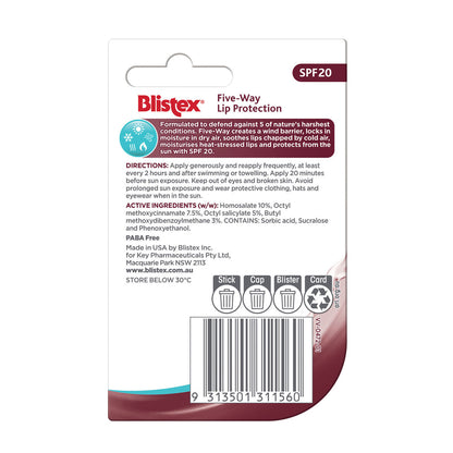 Blistex Lip Protection Five Way Protect & Moisturise Weather Shield Spf20 4.25g