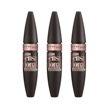 3x Maybelline Lash Sensational Luscious Mascara 07 Very Black 9.5ml