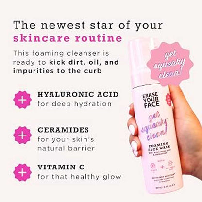 Erase Your Face Foaming Face Wash With Hyaluronic Acid & Ceramides Vitamin C 200ml