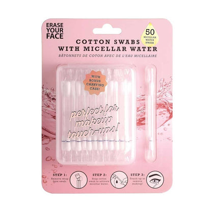 Erase Your Face Cotton Swabs With Micellar Water 50pk