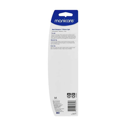 Manicare Emery Boards 175mm Dual Grade Fine Extra Fine 2pk