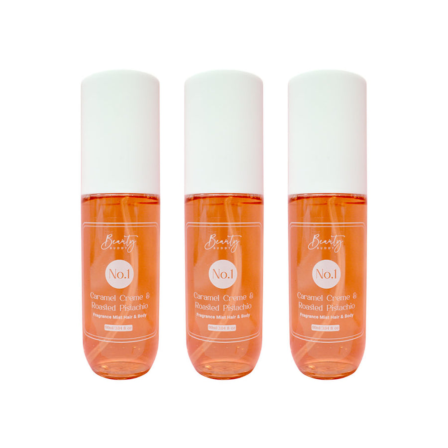 3x Beauty Buddy Fragrance Mist Hair & Body No.1 Caramel Crème & Roasted Pistachio