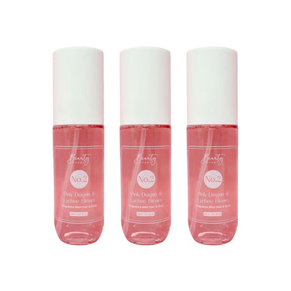 3x Beauty Buddy Fragrance Mist Hair & Body No.2 Pink Dragon & Lychee Bloom 90ml