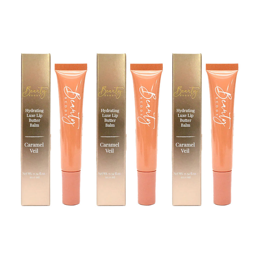 3x Beauty Buddy Hydrating Luxe Lip Butter Balm Caramel Veil 10ml