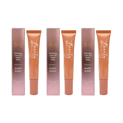 3x Beauty Buddy Hydrating Luxe Lip Butter Balm Scarlet Sorbet 10ml