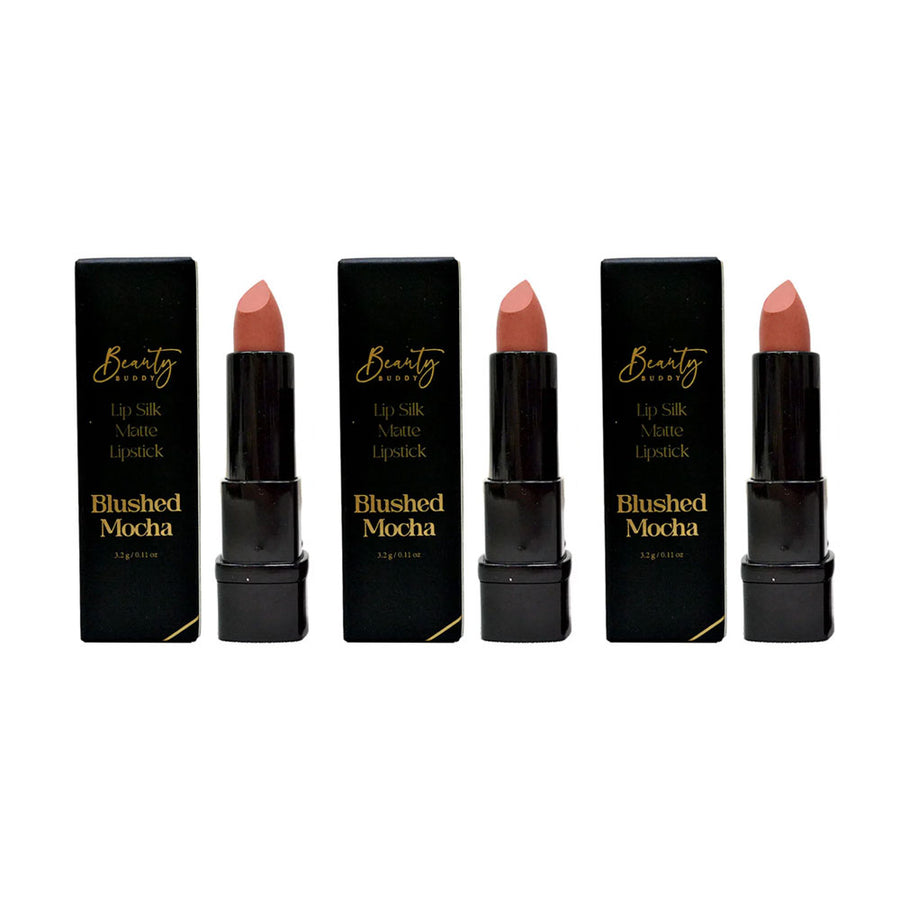 3x Beauty Buddy Lip Silk Matte Lipstick Blushed Mocha 3.2g