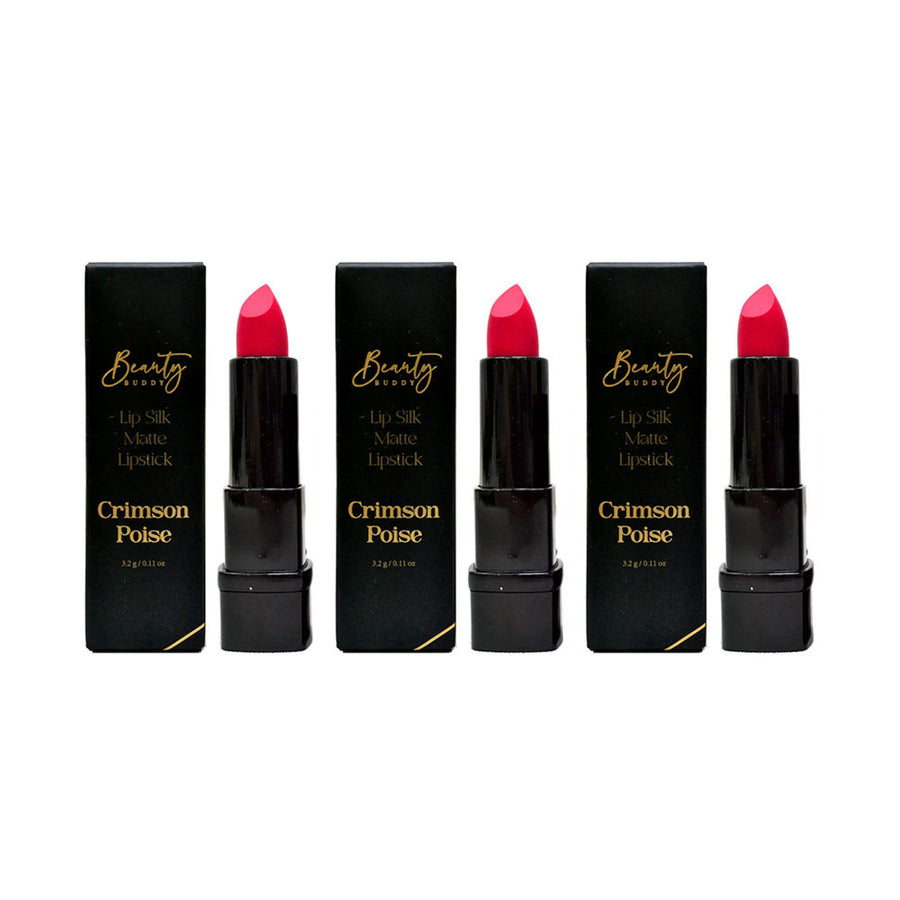 3x Beauty Buddy Lip Silk Matte Lipstick Crimson Poise 3.2g