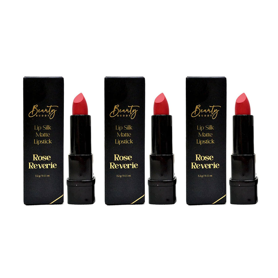 3x Beauty Buddy Lip Silk Matte Lipstick Rose Reverie 3.2g