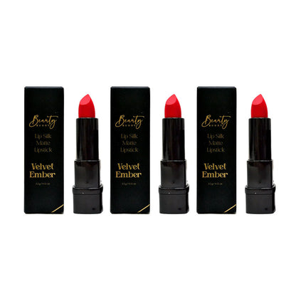 3x Beauty Buddy Lip Silk Matte Lipstick Velvet Ember 3.2g