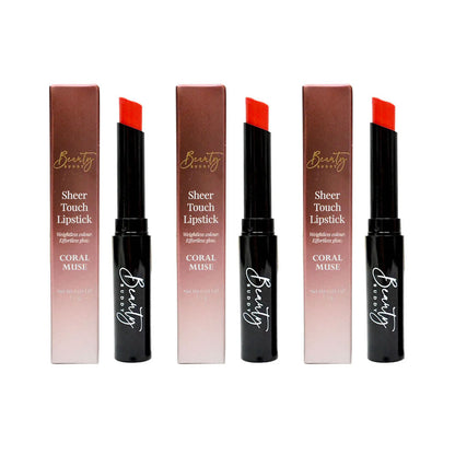 3x Beauty Buddy Sheer Touch Lipstick Coral Muse 1.5g