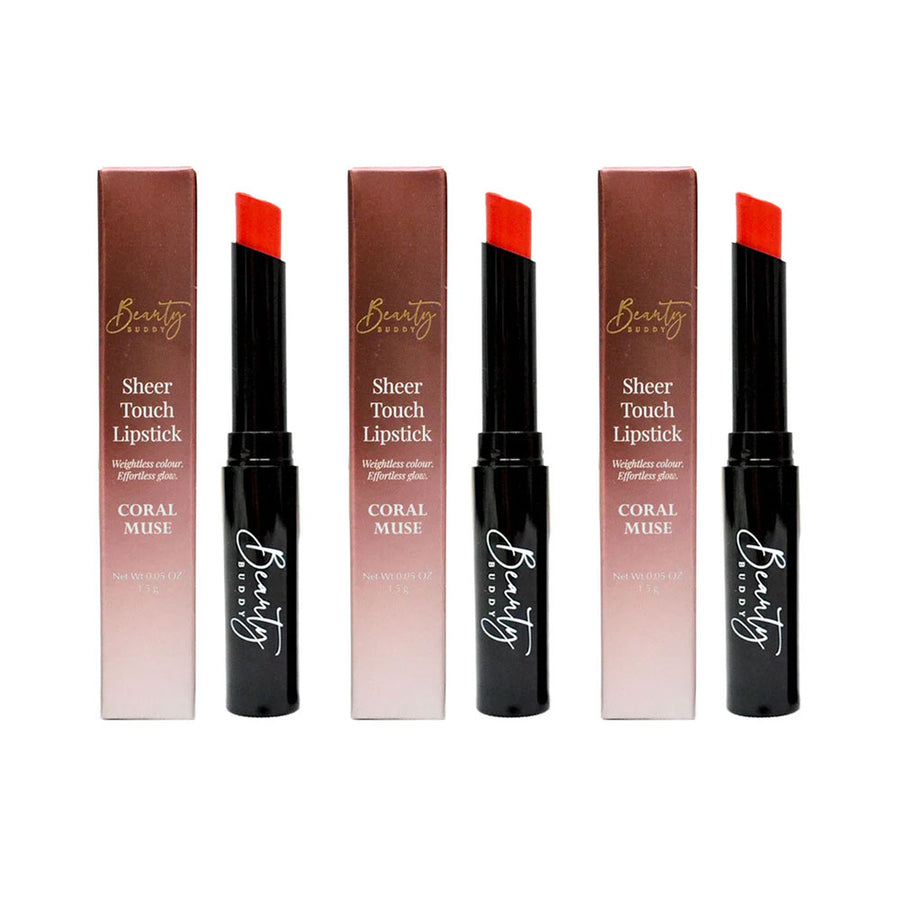 3x Beauty Buddy Sheer Touch Lipstick Coral Muse 1.5g