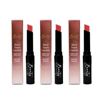 3x Beauty Buddy Sheer Touch Lipstick Honey Suede 1.5g
