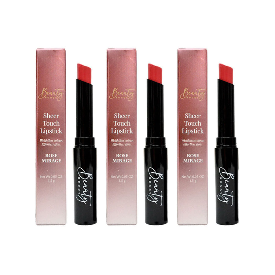 3x Beauty Buddy Sheer Touch Lipstick Rose Mirage 1.5g