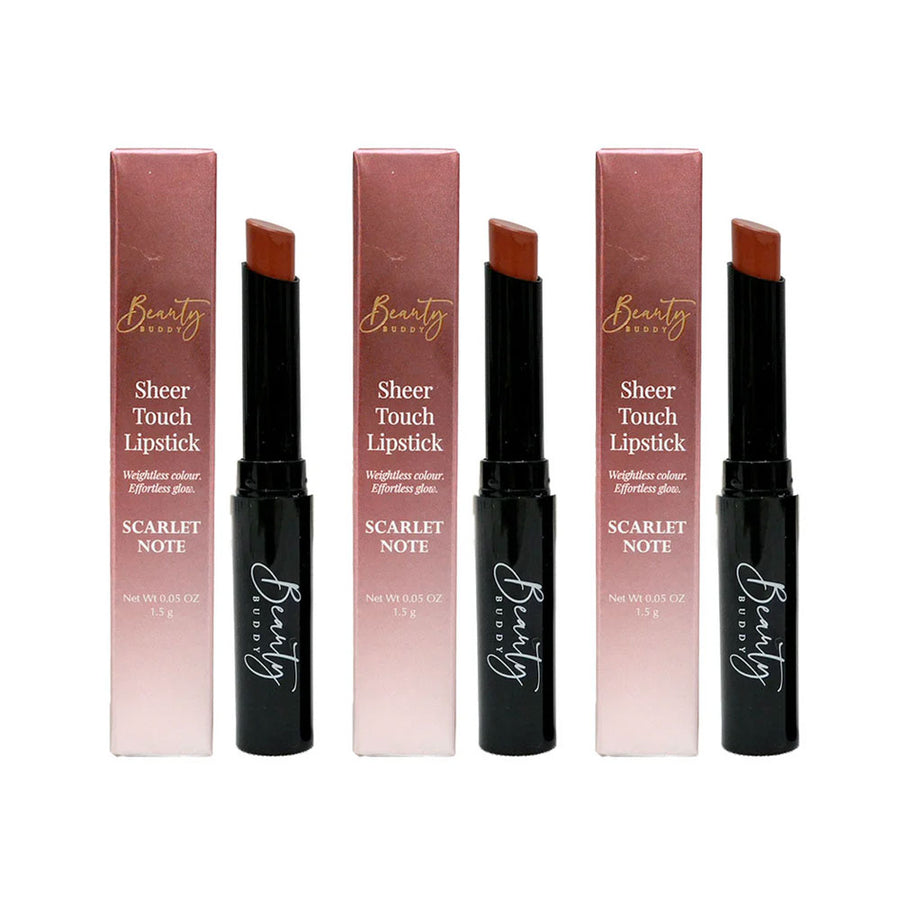3x Beauty Buddy Sheer Touch Lipstick Scarlet Note 1.5g