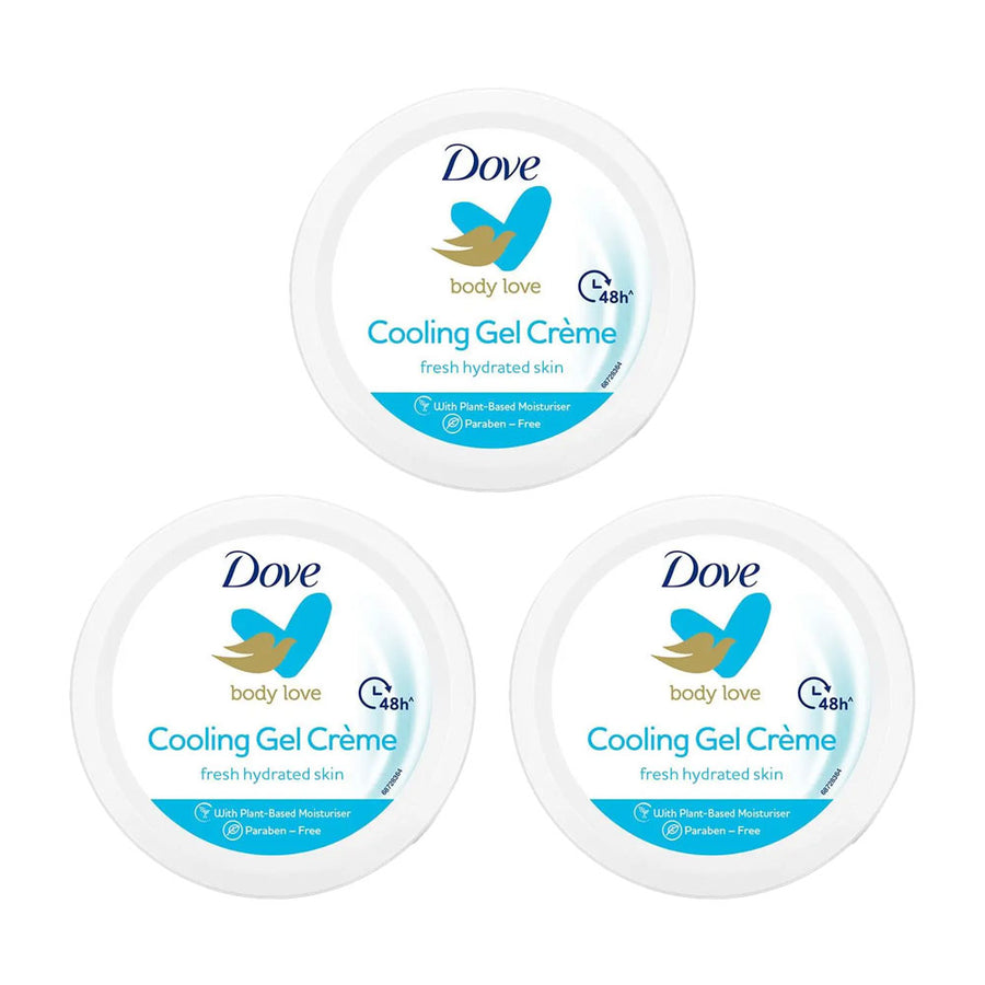 3x Dove Body Love Cooling Gel Creme 145g - Short Dated Clearance