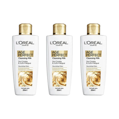 3x L'Oreal Paris Age Perfect Cleansing Milk 200ml