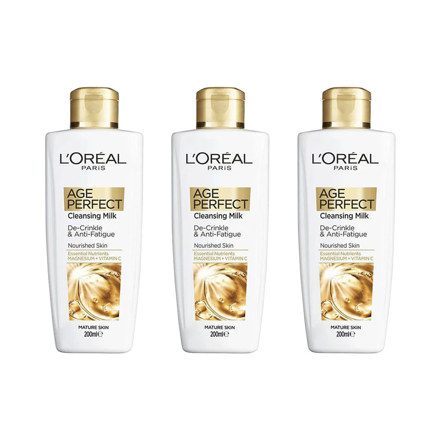 3x L'Oreal Paris Age Perfect Cleansing Milk 200ml